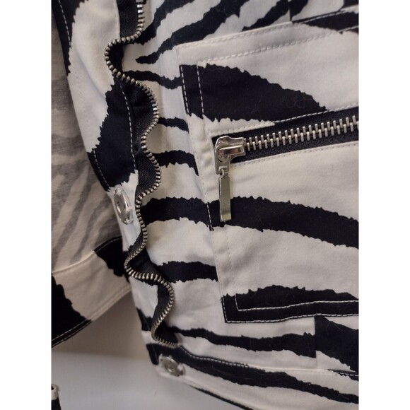 BEREK Zebra Art To Wear New Blazer Jacket With Zipper Ruffle Accents Sz S - Picture 5 of 6